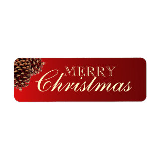 Rustieke rode dennenappel Vrolijke kerstlabels Etiket