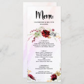 Rustieke rode elegante bloemen menu (Voorkant / Achterkant)