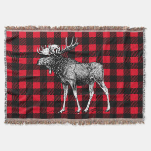 Rustieke rode en zwarte Buffalo Plaid Bull Moose Deken