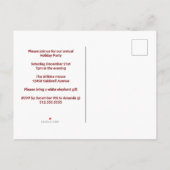 Rustieke rode geplakte groene bomen kerstfeest uitnodiging briefkaart (Achterkant)