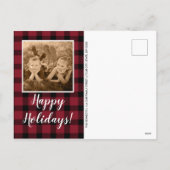 Rustieke rode geplakte kerstfoto feestdagenkaart (Achterkant)