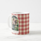 Rustieke rode Gingham boog foto moderne kerst Koffiemok (Voorkant links)