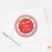 Rustieke rode Gingham Choco koekjes gebakken met l Ronde Sticker (Envelop)