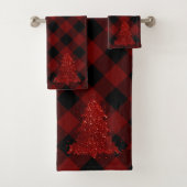 Rustieke Rode Kerstboom Moderne geruite vakantie Bad Handdoek (Insitu)