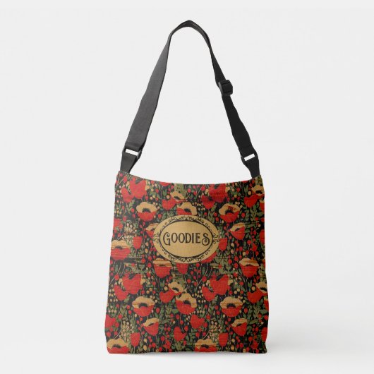 Rustieke rode klaproos hout bruidsmeisje Canvas t Crossbody Tas (Voorkant)
