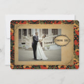 Rustieke rode klaprozen houten bruiloft bedankkaart (Voorkant)