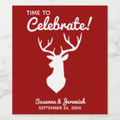 Rustieke rode land bok herten silhouet bruiloft wijn etiket (Enkel label)