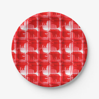 Rustieke rode plaid beren papier borden papieren bordje