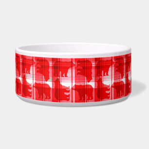 Rustieke rode plaid beren pet bowl voerbakje