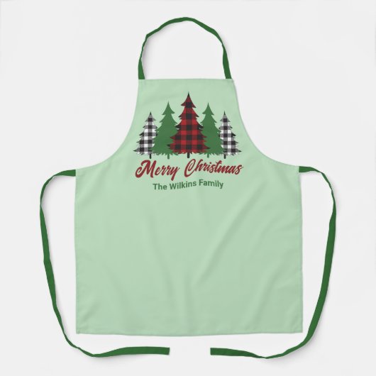 Rustieke Rode Plakken Vrolijke Kerstbomen Custom Schort (Voorkant)