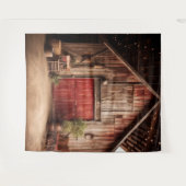 Rustieke rode schuur deur opknoping wandkleed (Voorkant (horizontaal))