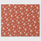 Rustieke Rode Sneeuwvlok Kerst Cadeaupapier (Vlak)
