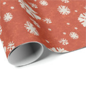 Rustieke Rode Sneeuwvlok Kerst Cadeaupapier (Rol Hoek)