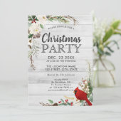 Rustieke Rode Vogel Winter Greenery Wood Holiday P Kaart (Staand voorkant)