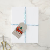 Rustieke  rode vrachtwagen kerst cadeaulabel (Met Touw)