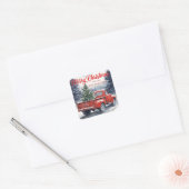 Rustieke Rode Vrachtwagen Kerstcadeau Sticker (Envelop)