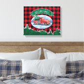 Rustieke Rode Vrachtwagen Kerstmis Familienaam Canvas Afdruk (Insitu (Slaapkamer))