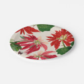 Rustieke Rode Waterverf Poinsettia Bloemengroen Papieren Bordje (Gekanteld)