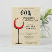Rustieke Rode Wijn Verrassing 60e Verjaardagsfeest Kaart (Staand voorkant)