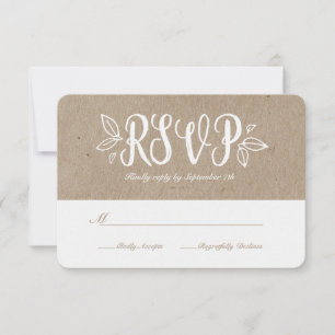 Rustieke Romance Faux Kraft Paper RSVP Kaartje