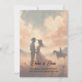 Rustieke Romance: Wild West Bruiloft Kaart (Achterkant)