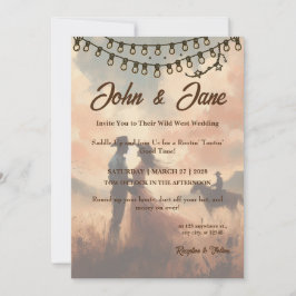 Rustieke Romance: Wild West Bruiloft Kaart