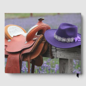 Rustieke Romance: zadel op het hek bruiloft Gastenboek (Achterkant)