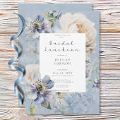 Rustieke Romantische Blauwe & Witte Bloemen Bruids Kaart