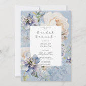 Rustieke Romantische Blauwe & Witte Bloemen Bruids Kaart (Voorkant)