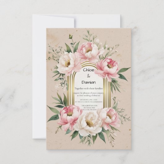 Rustieke Romantische Boho Blush & Ivoor Bloemen Hu Save The Date (Voorkant)