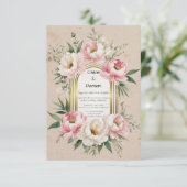 Rustieke Romantische Boho Blush & Ivoor Bloemen Hu Save The Date (Staand voorkant)