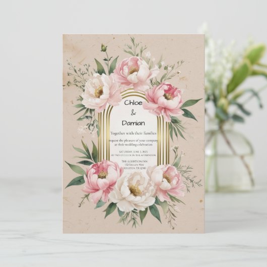 Rustieke Romantische Boho Huwelijksuitnodiging Kaart (Staand voorkant)