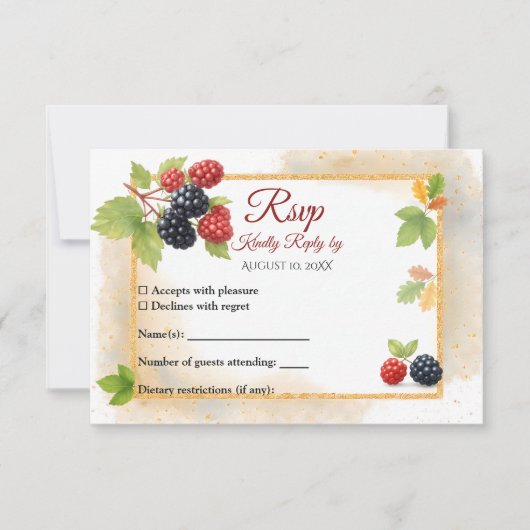 Rustieke Romantische Herfst Berry Wedding Foto Ter RSVP Kaartje (Voorkant)