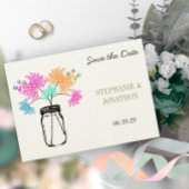 Rustieke Romantische Mason Jar Wild Bloem Bruiloft Kaart