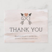 Rustieke Romantische Pijl en Hart Trouwen Dank U Briefkaart (Voorkant)