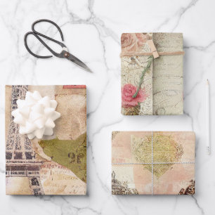 Rustieke Romantische Vintage Parijs Inpakpapier Vel