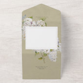 Rustieke Romantische Witte Lilacs op Sage QR Code All In One Uitnodiging (Buitenkant)