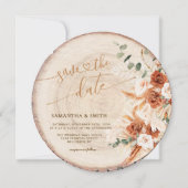 Rustieke Ronde Hout Gesneden Graan Save the Date K Kaart (Voorkant)