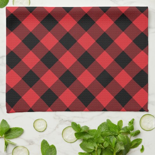 Rustieke rood en zwart Buffalo Plaid Theedoek (Gevouwen)