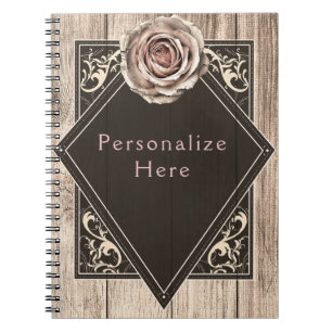Rustieke Roos Elegant Licht Houten Diamant Custom Notitieboek