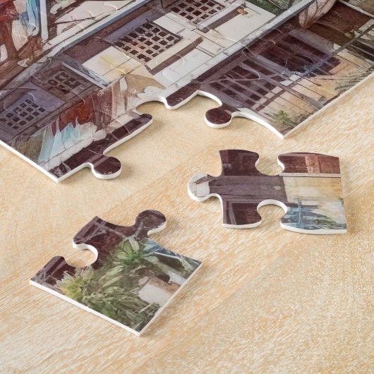 Rustieke Royal Poinciana Tree in Bloom Waterverf Legpuzzel (Zijkant)