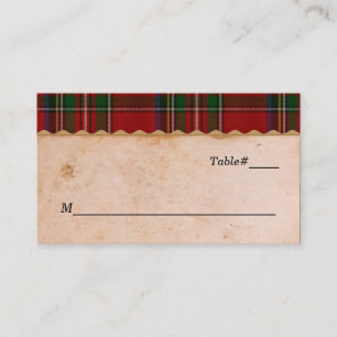 Rustieke Royal Stewart Plaid trouwplaats kaarten Plaatskaartje