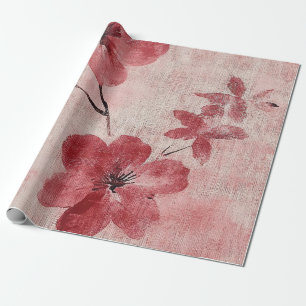 Rustieke Roze Bloem Motief Linnen (5) Cadeaupapier