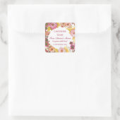 Rustieke Roze Bloemen Gift Zepen voor Vrijgezellen Vierkante Sticker (Tas)