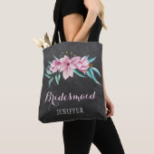 Rustieke roze bloemen krijtbord bruiloft bruidsmei draagtas (Dichtbij)
