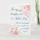 Rustieke roze bloemen Moederdag schoondochter Kaart (Voorkant)