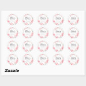 Rustieke Roze Bloemige Bruidsdouche Dankjewel Ronde Sticker (Vel)