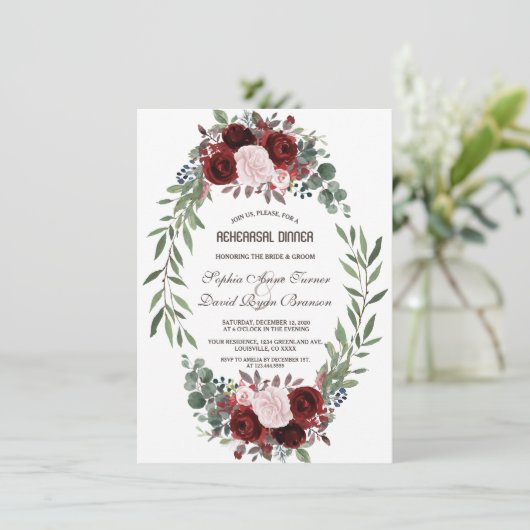 Rustieke Roze Blush Bloemstuk Proefdinermenu Kaart (Staand voorkant)