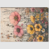 Rustieke roze & gele Poppy's oude brief decoupage Tissuepapier (Voorkant)