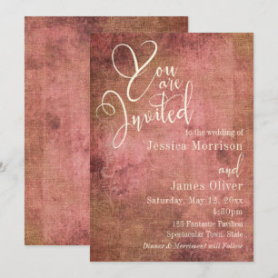 Rustieke Roze & Jute Vintage Typografie Bruiloft Kaart